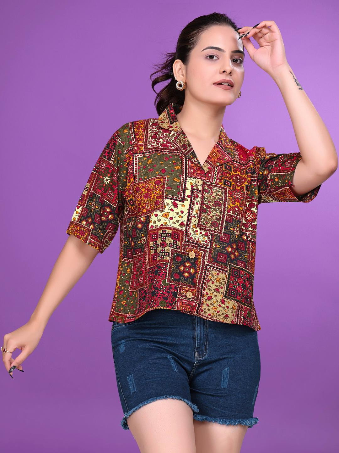 SAKARMAA Women  Printed Cotton Tops