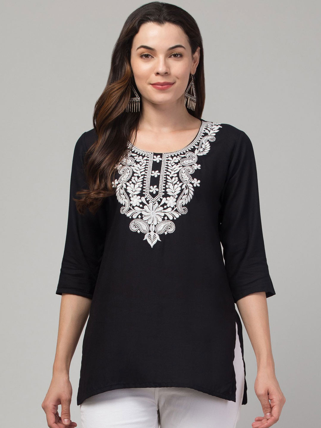 CROWN KING Ethnic Motifs Embroidered Regular Straight Kurtis
