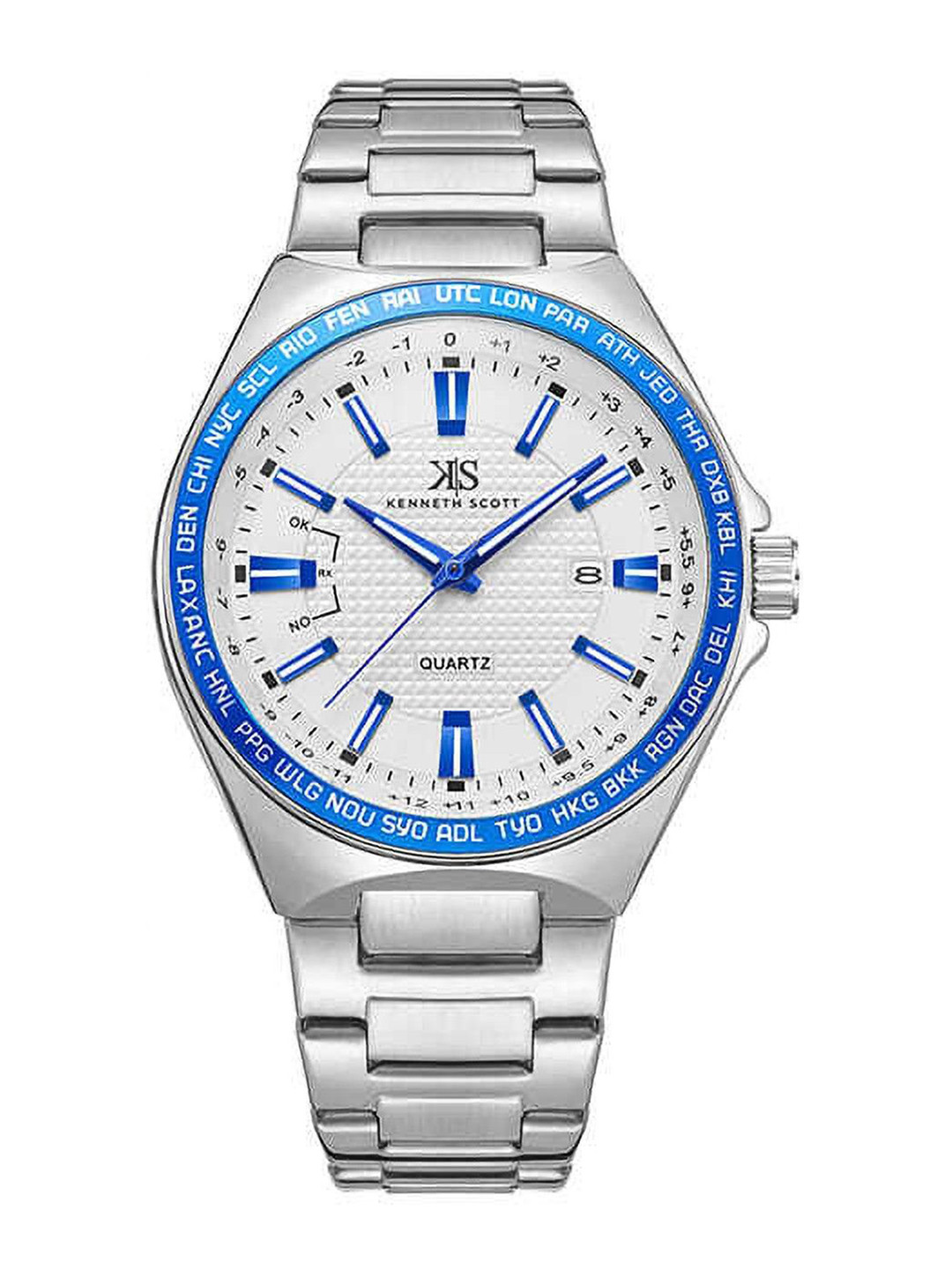 KENNETH SCOTT Men Stainless Steel Bracelet Style Straps Analogue Watch K23027-SBSWL