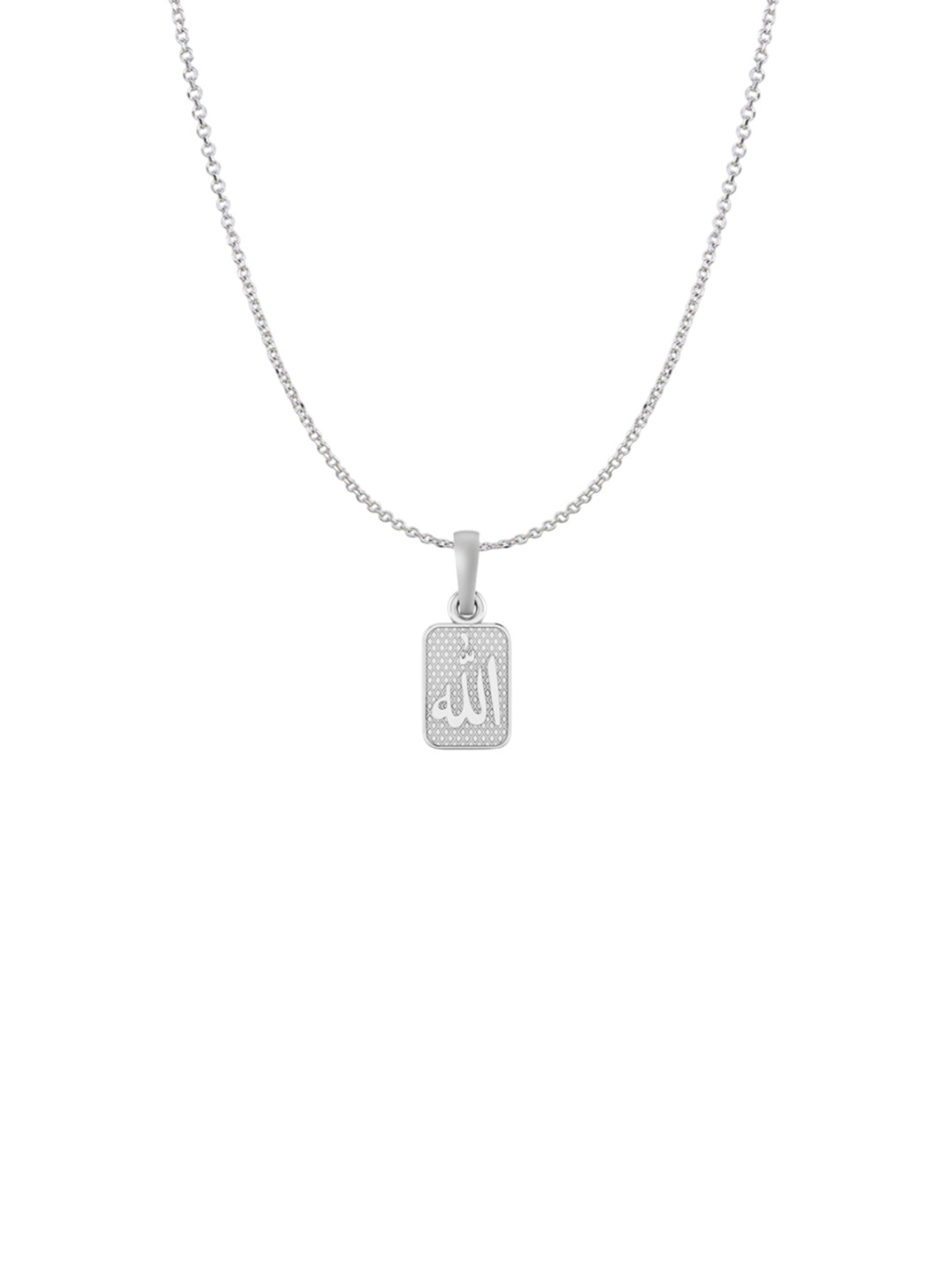 AKSHAT SAPPHIRE 92.5 Sterling Silver Square Shaped Allah Pendant Chain