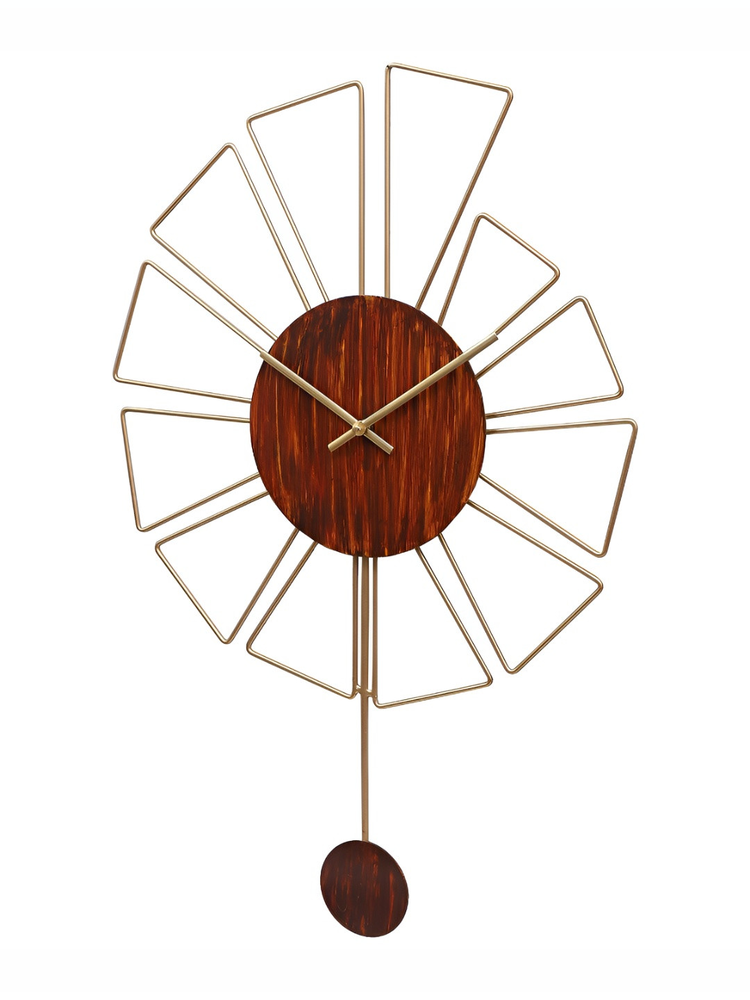 Amaya Decors Brown Textured Geometric Contemporary Wall Clock