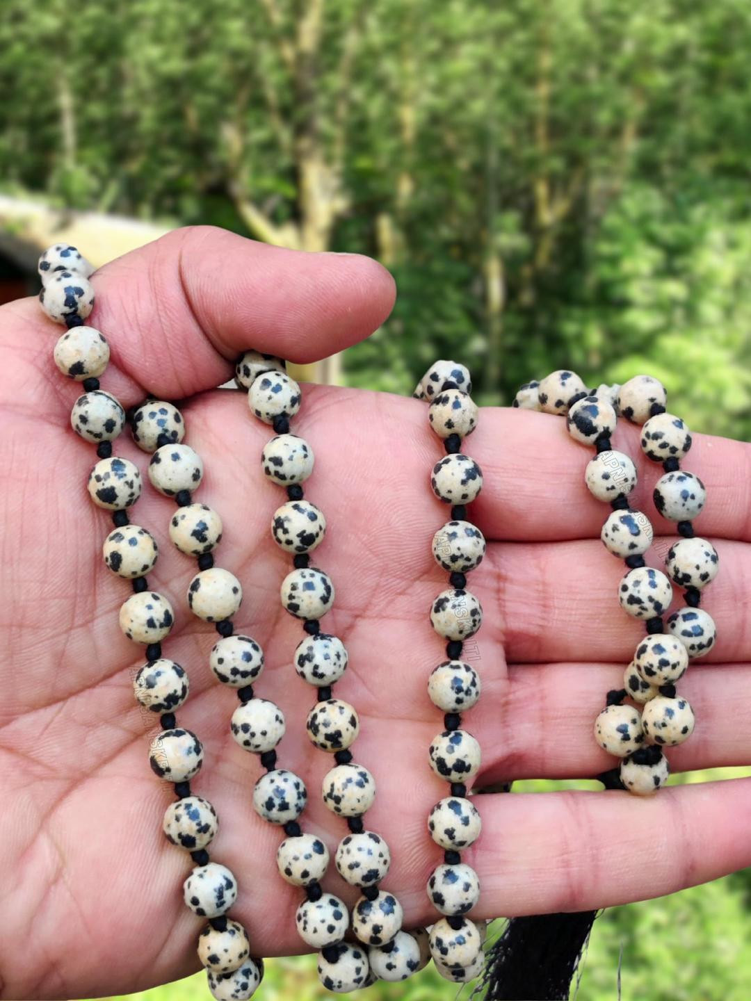 Apnisanskriti Unisex Dalmatian Jasper Stone Mala
