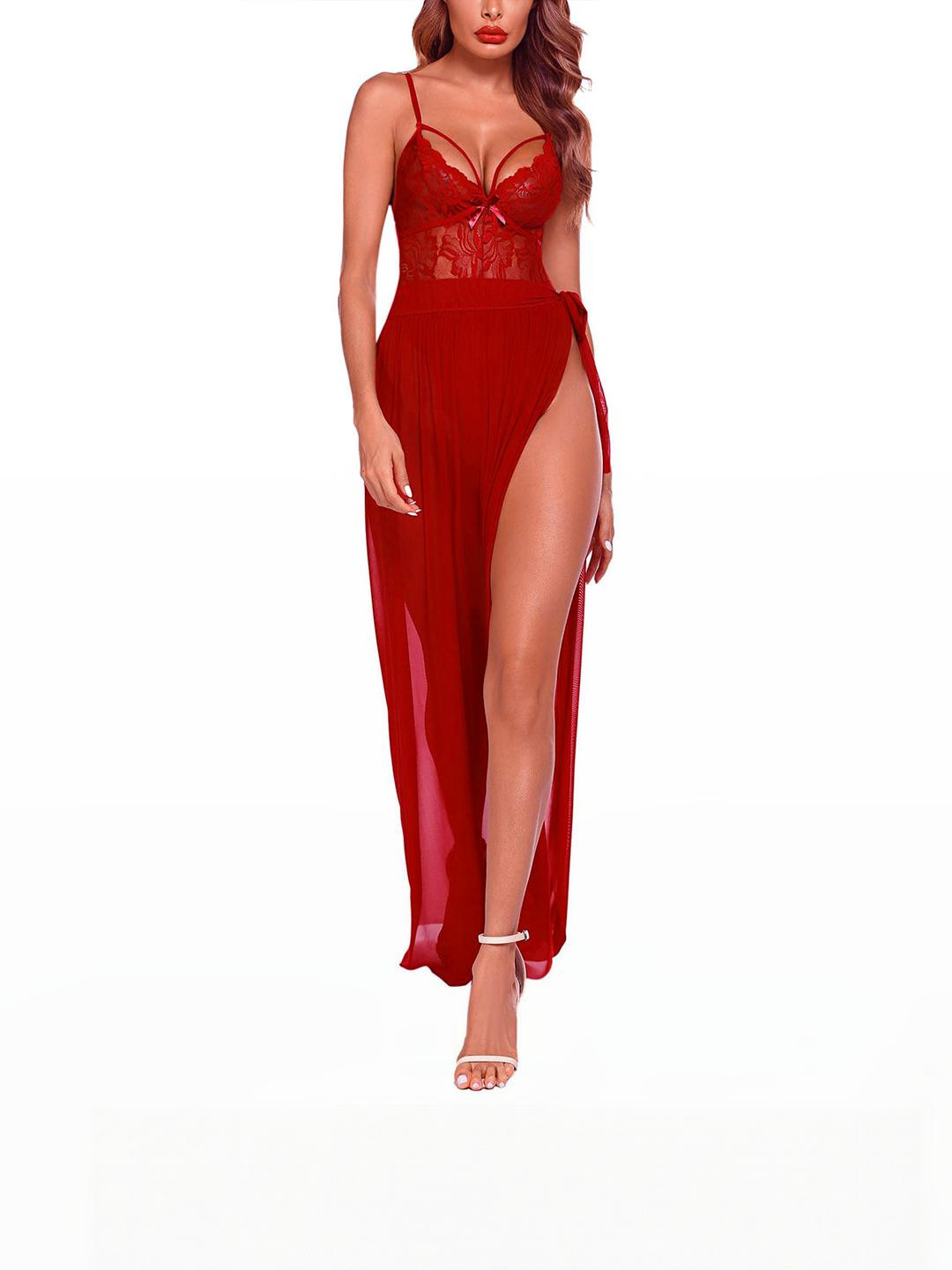 For You For Me Women Red Nylon Baby Doll