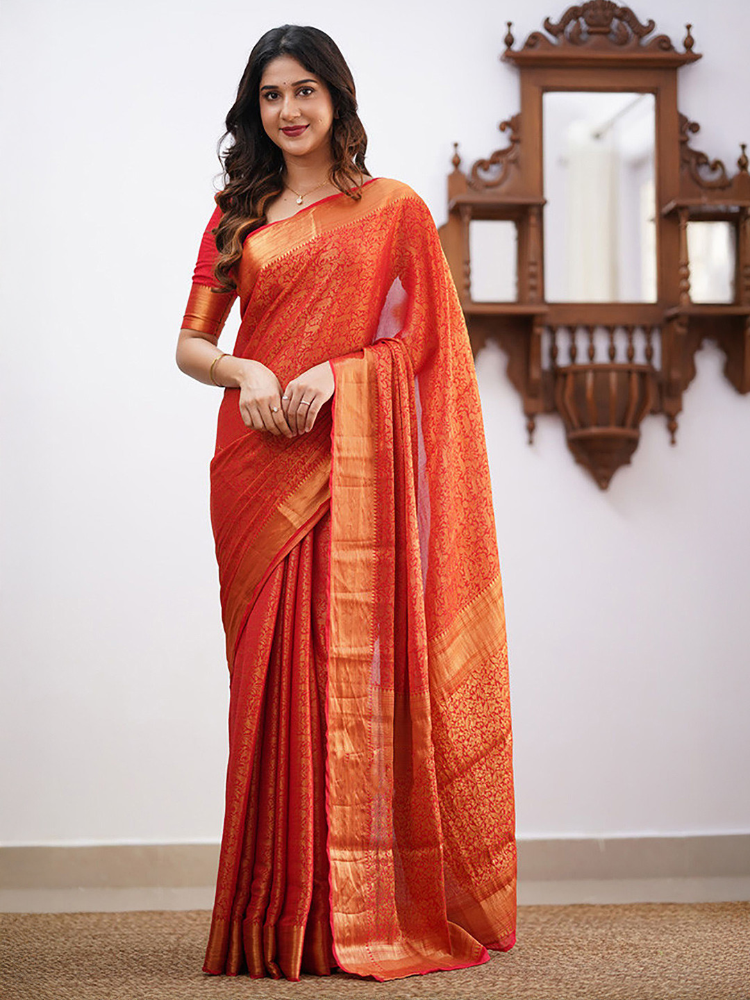 bigben textile Woven Design Ethnic Motifs Zari Banarasi Saree