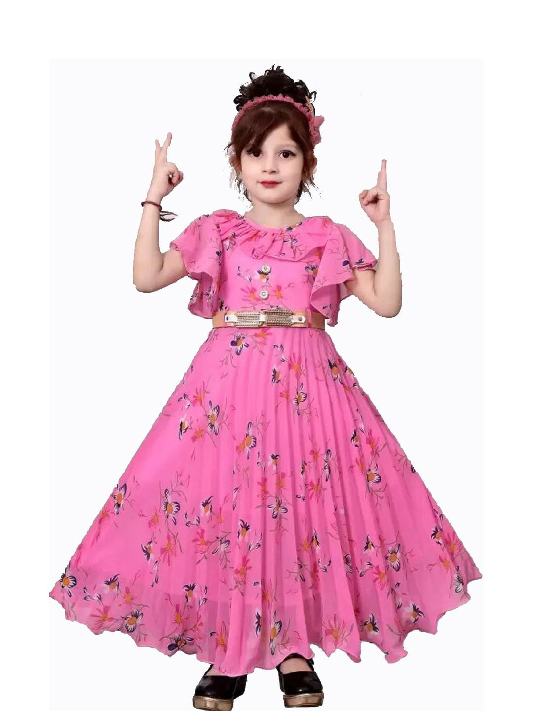 PRENA FASHION Floral Flutter Sleeve Georgette Bodycon Maxi Dress