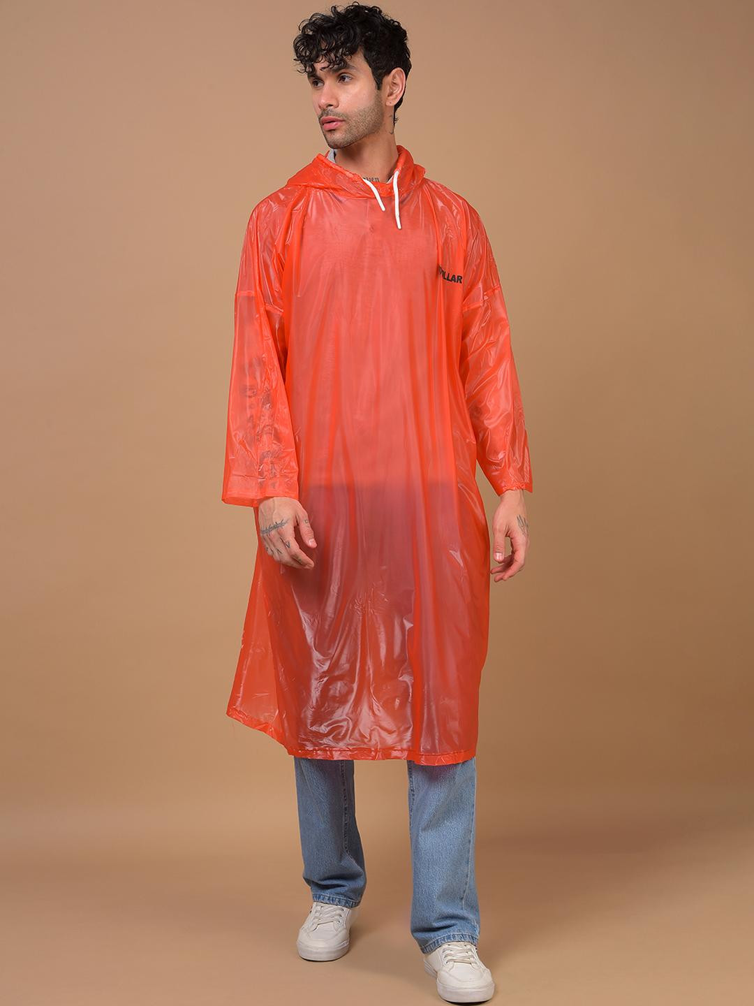 Dollar Unisex Red Lightweight Waterproof Reusable & Adjustable Hood Rain Poncho