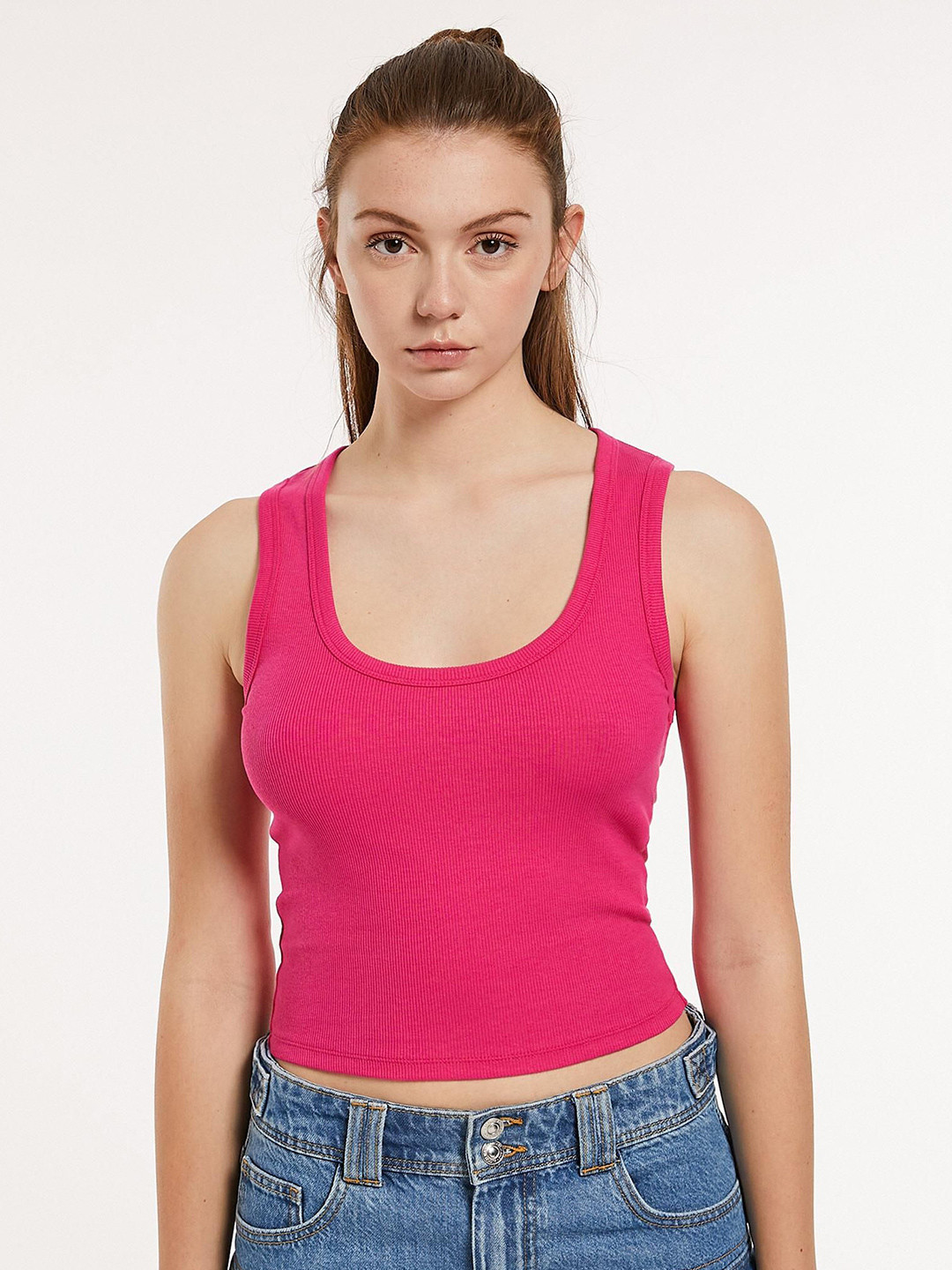 Nalax Designs Women Ribbed Scoop Neck Tank Top