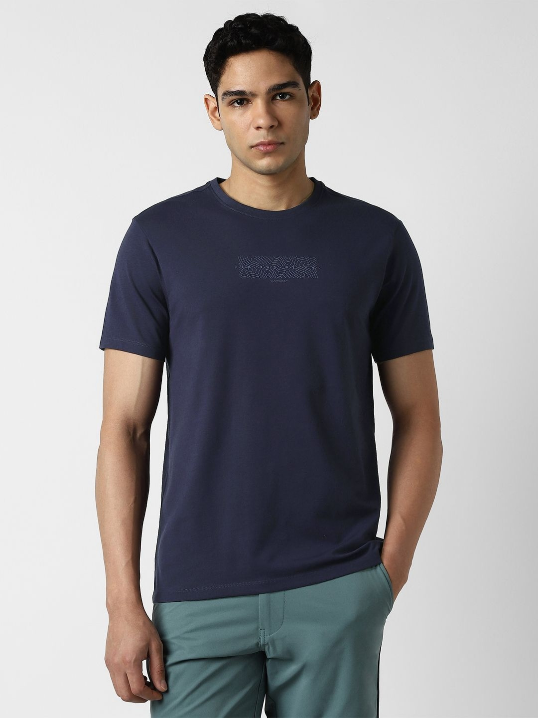 Van Heusen Flex Brand Logo Printed Slim Fit T-shirt