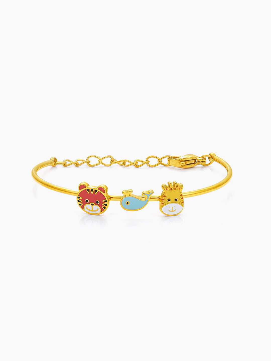 SWASHAA Baby Animal Charms Kids 18KGold-Plated Kada Bracelet