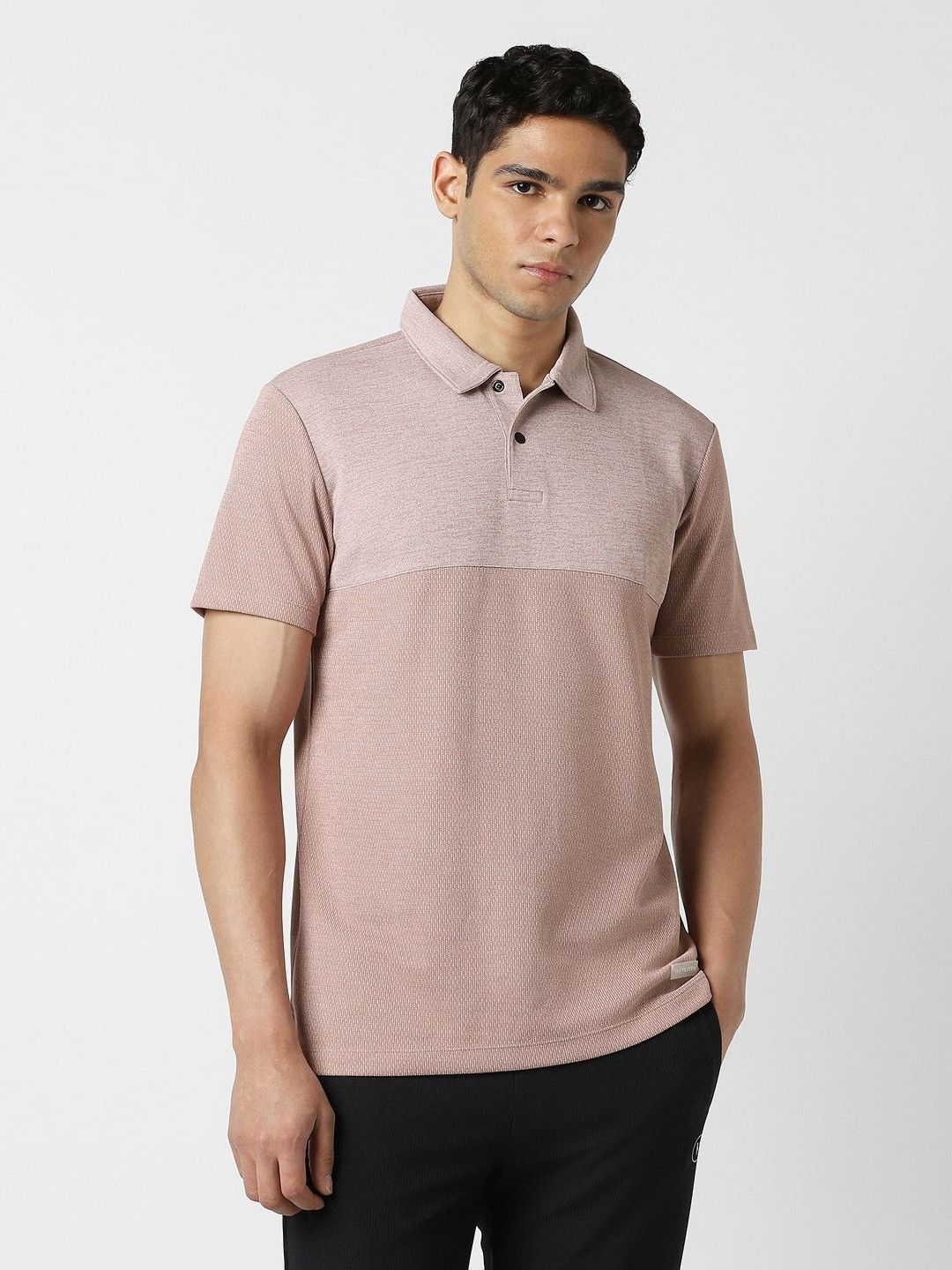 Van Heusen Flex Textured Polo Collar T-shirt