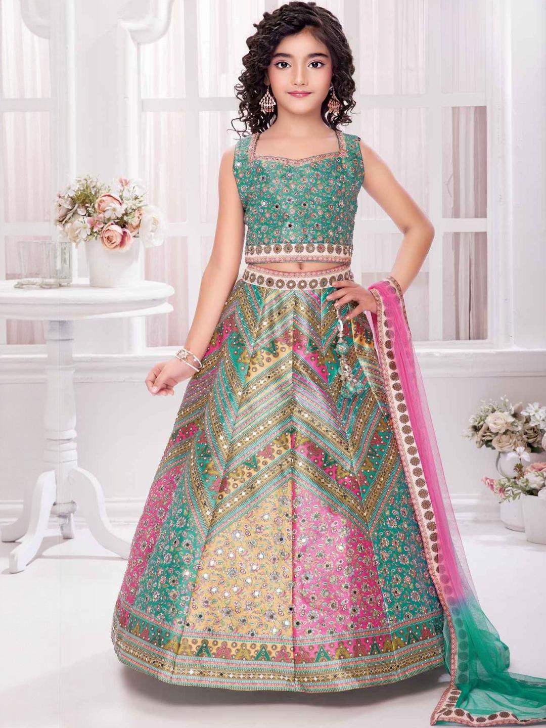 NTURVA Girls Art Silk Lehenga Choli