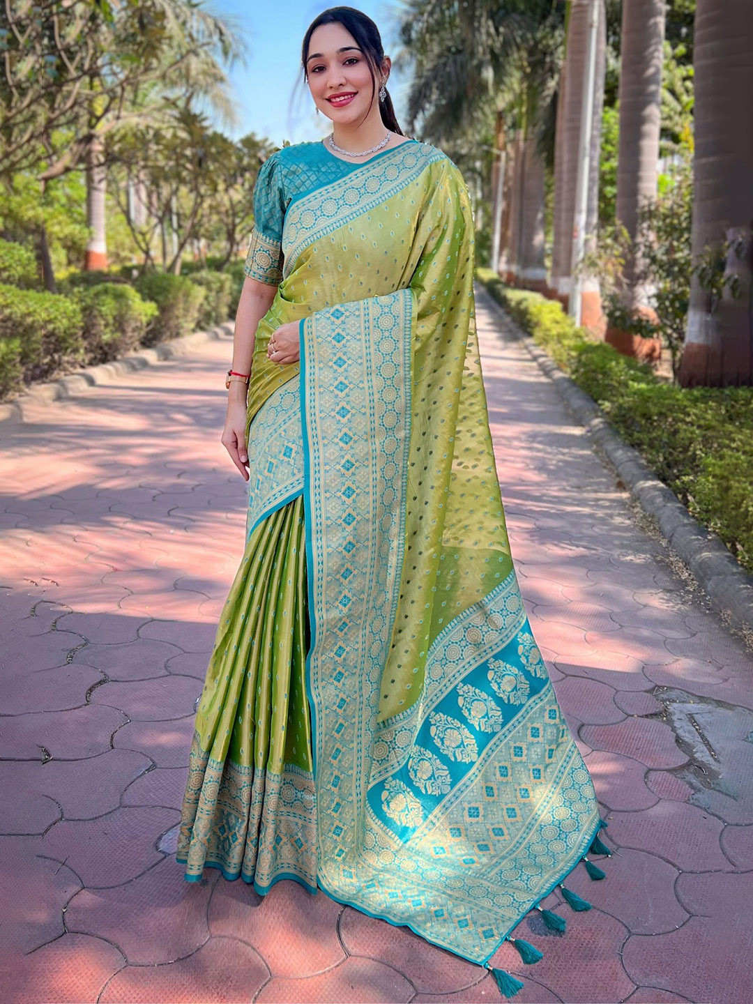 all about you Woven Design Zari Tissue Kanjeevaram Saree