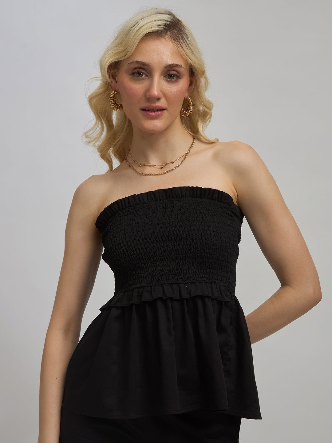 Virgio Cotton Stretch Flared Hem Tube Top