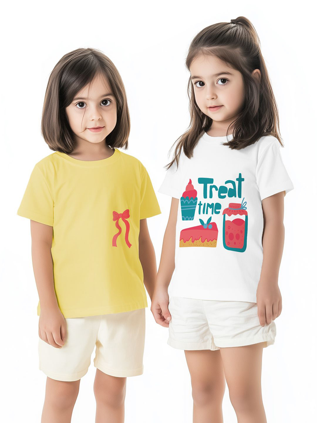 Nauti Nati Everyday Play Girls Pack Of 2 Graphic Printed Antimicrobial Cotton T-Shirts