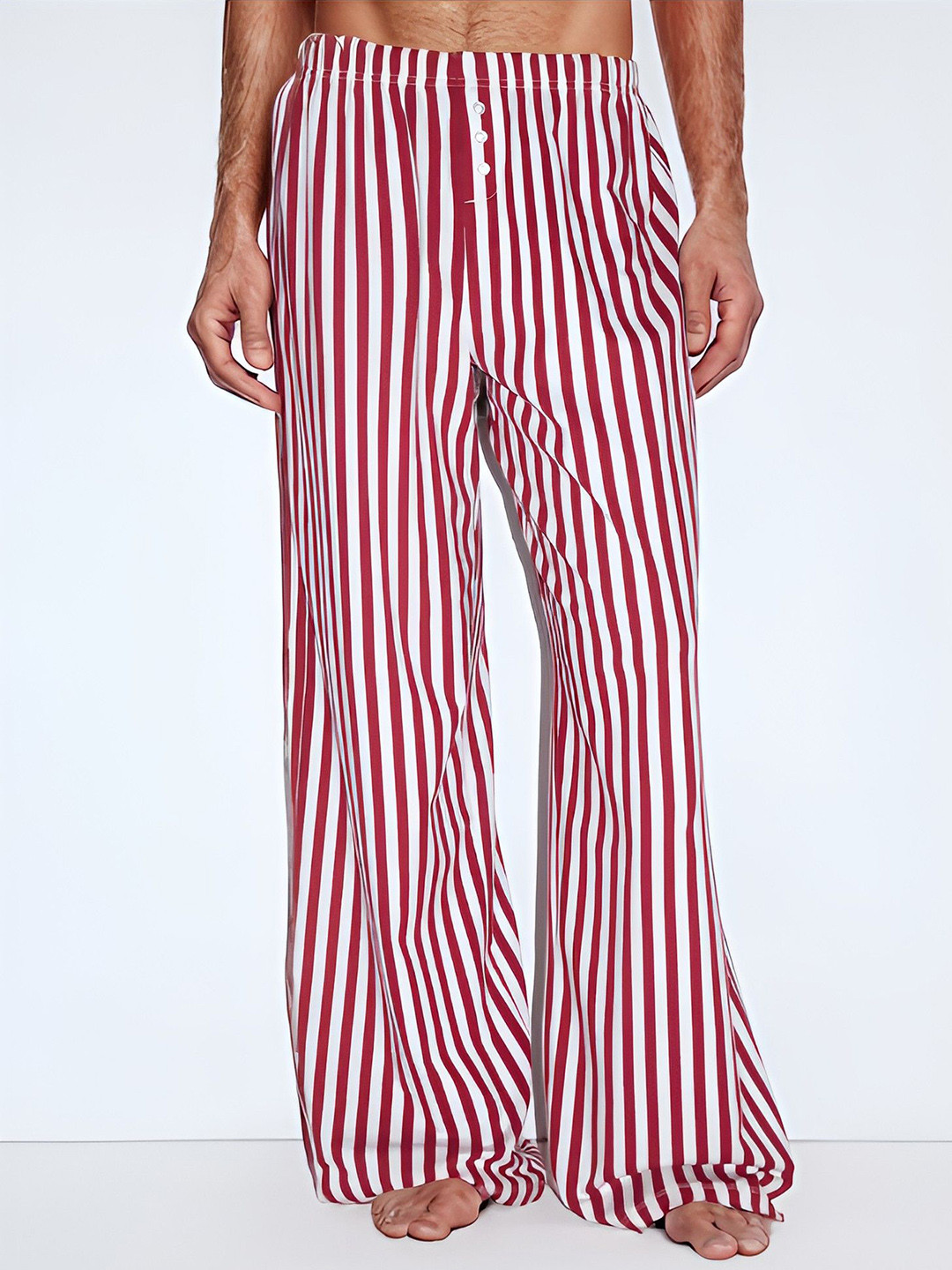 Bella Babe by SK Stripe Relaxed Fit Mid-Rise Cotton Lounge Pants