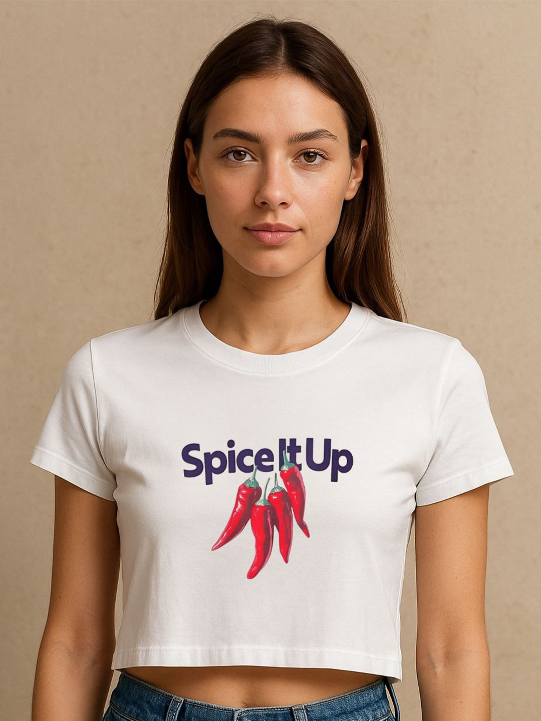 Art By Ritik Spice It Up Typography Printed Cotton Crop Top