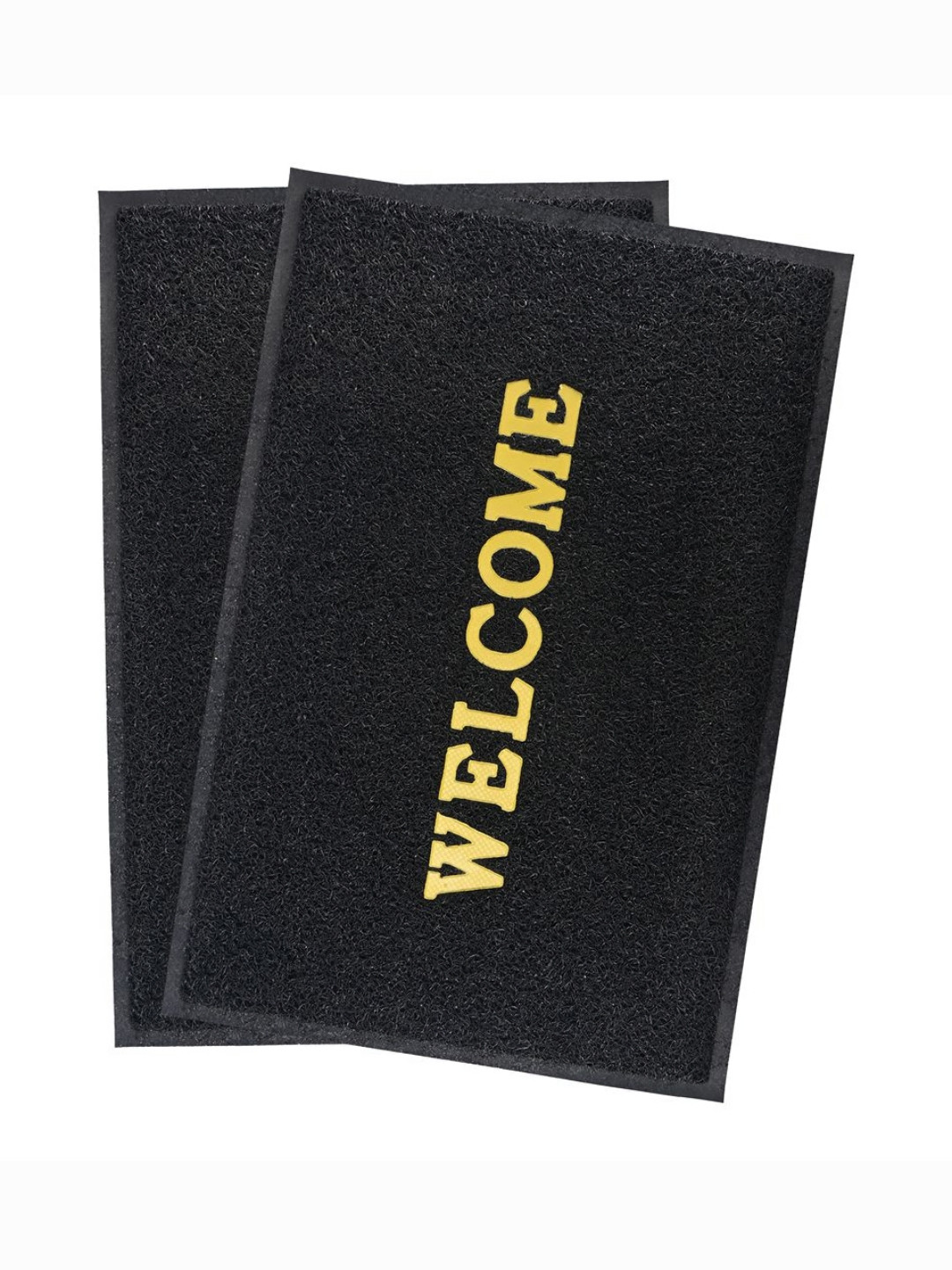 Aura 2Pcs Black & Yellow Self-Designed Anti-Slip Eco-Friendly Absorbent Large Doormats