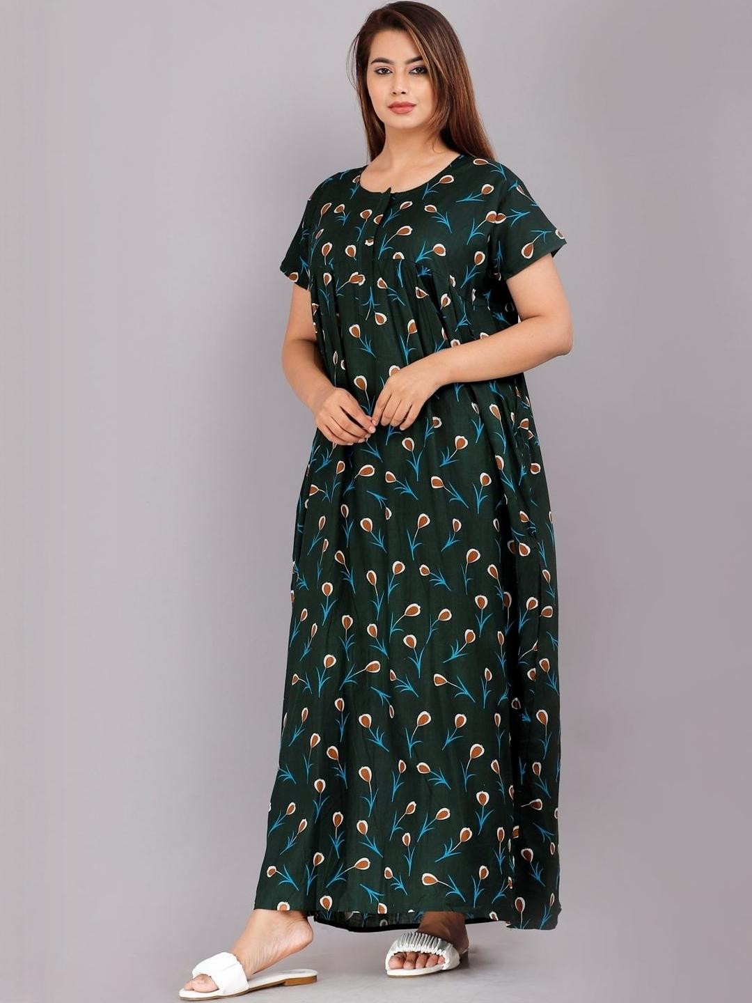 AAKARSHANA CREATION Women Printed Cotton Nightdress