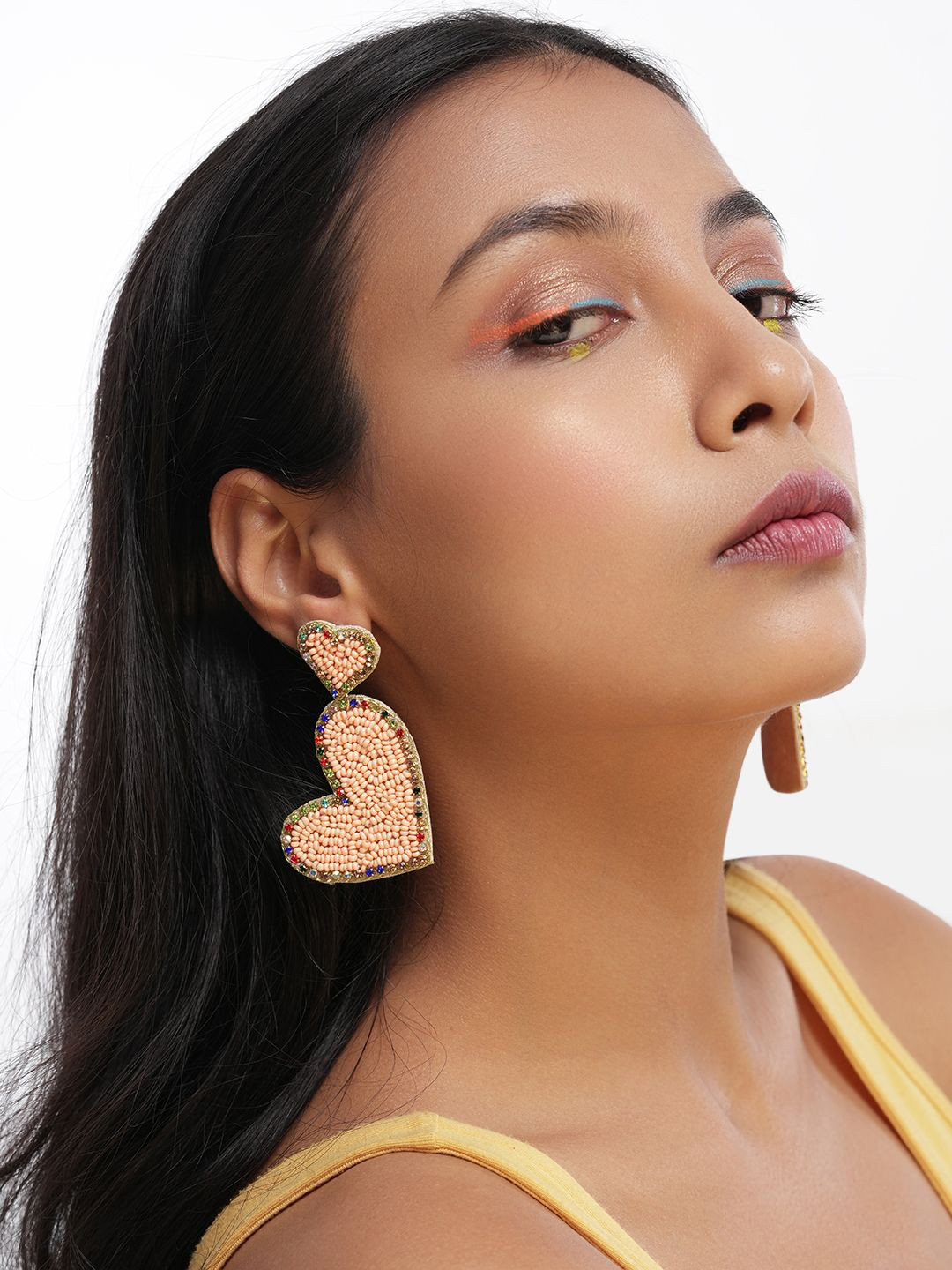 BITCH PLZZ ACCESSORIES Artificial Beaded Heart Shaped Drop Earrings