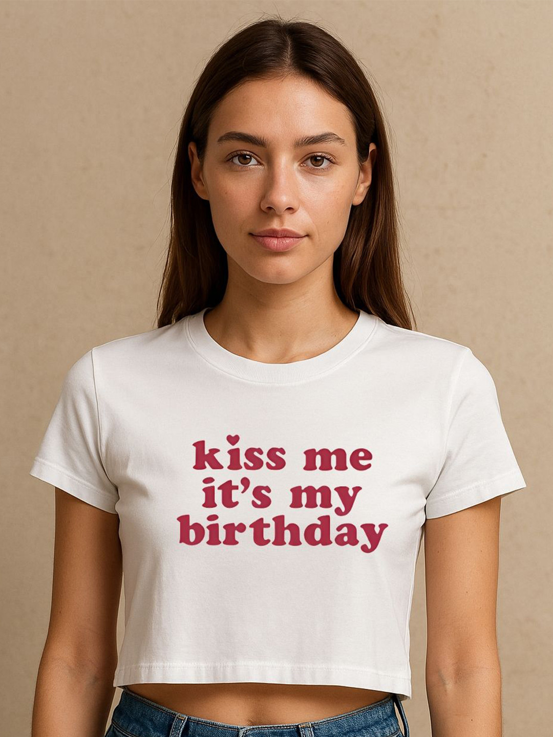 Art By Ritik It;s My Birthday Typography Printed Cotton Crop Top