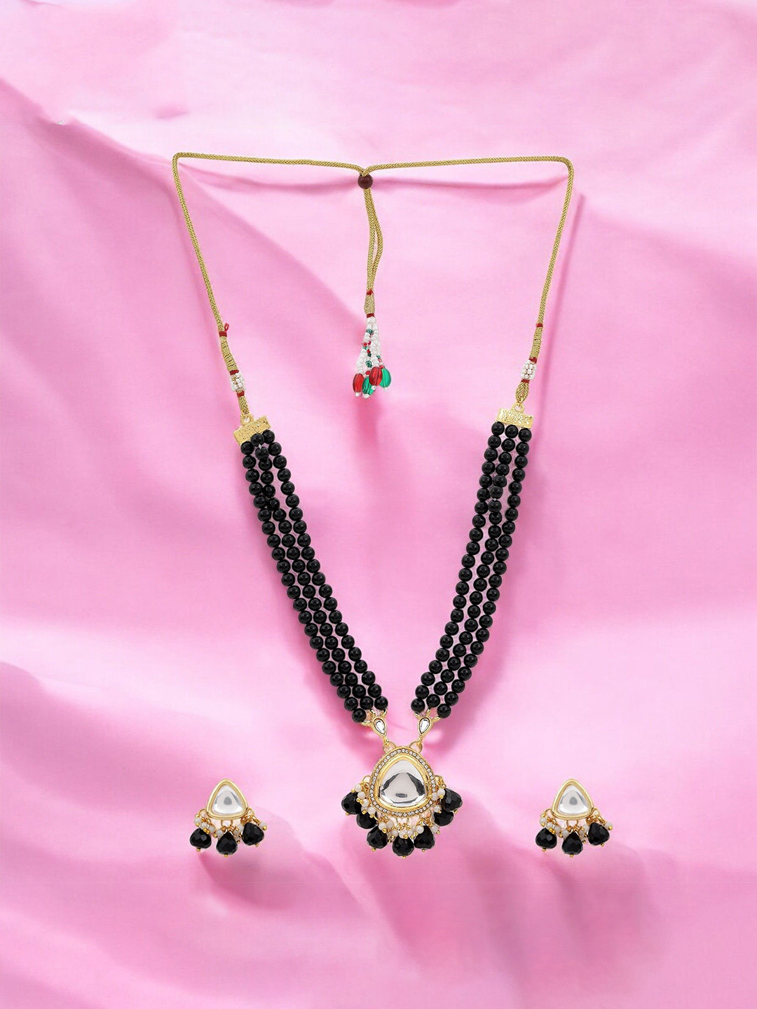 Nilu's Collection Gold-Plated Triple Layered Necklace Set