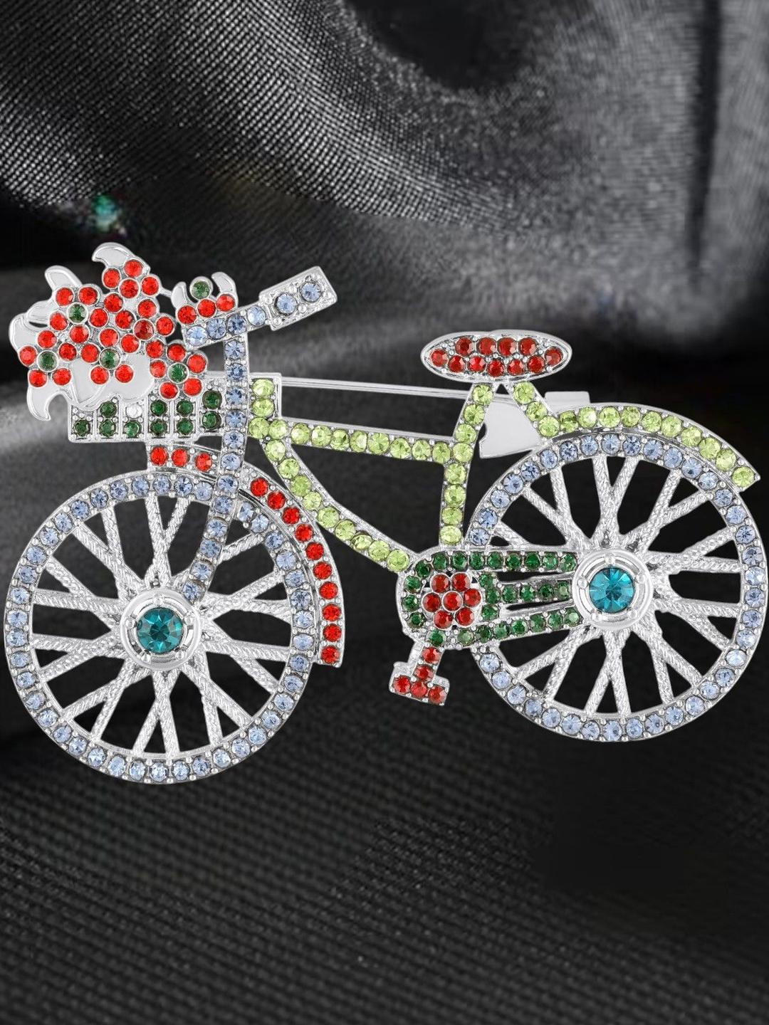 Mahi Women Multicoloured Vintage Bicycle Lapel Pin