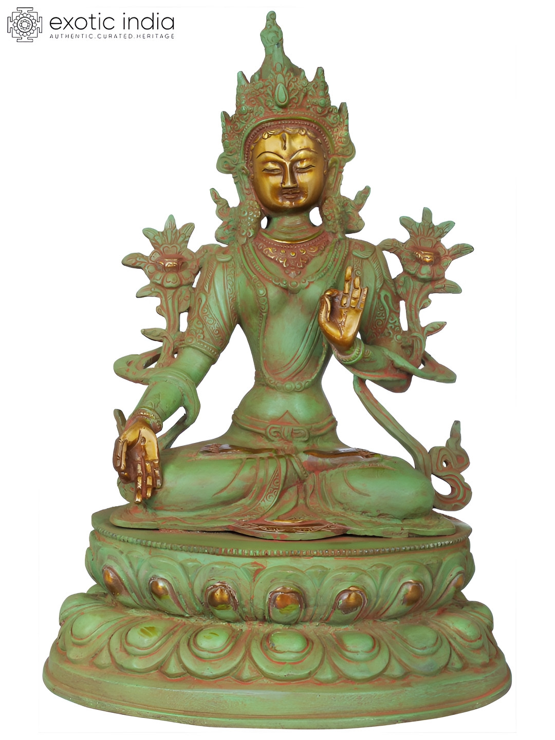 Exotic India Tibetan Buddhist Goddess White Tara In Brass