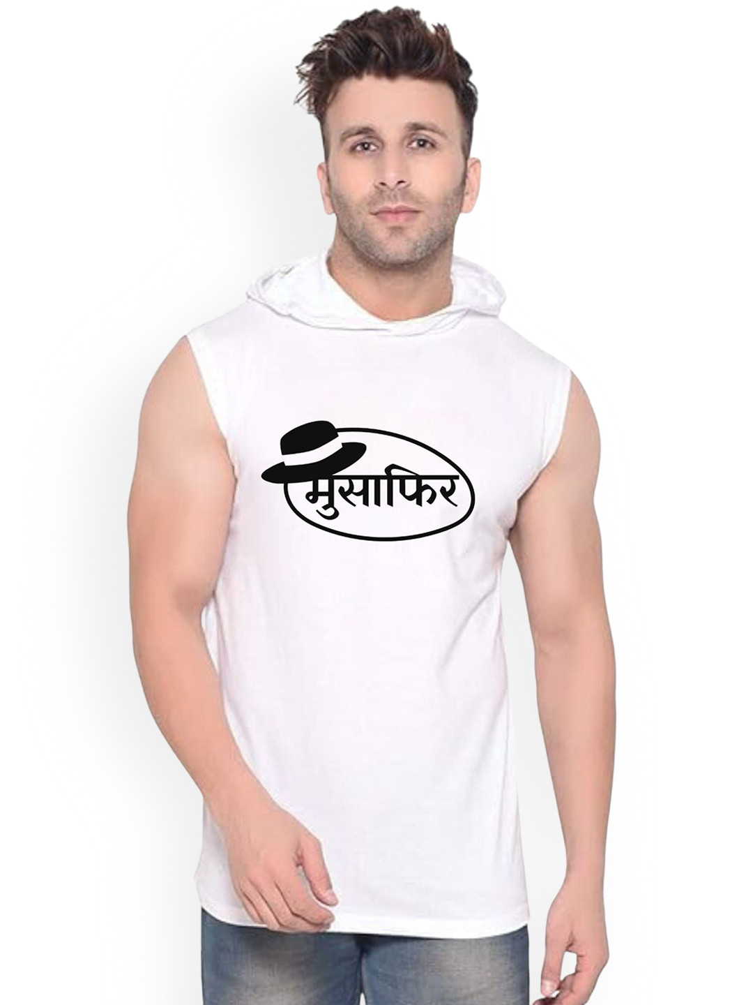 FABSTIEVE Men Musafir Printed Gym Vest vk t-050_Print-184_gym_vest White M