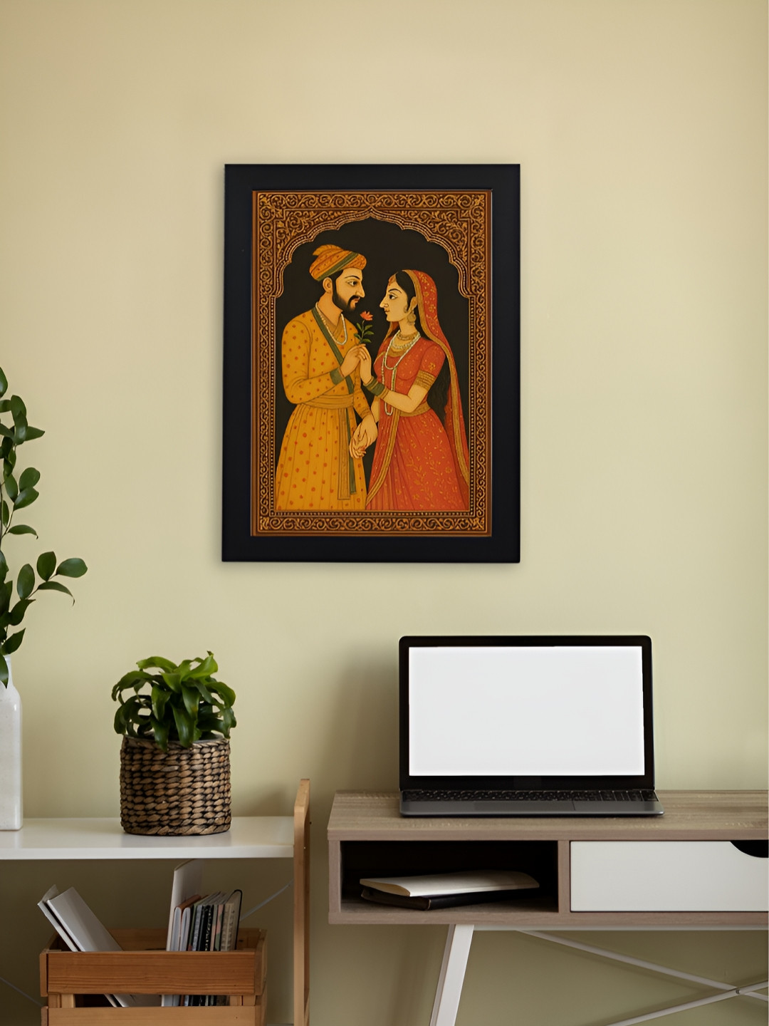 Giftii Black & Red Royal Romance Rajashtani Wooden Wall Art