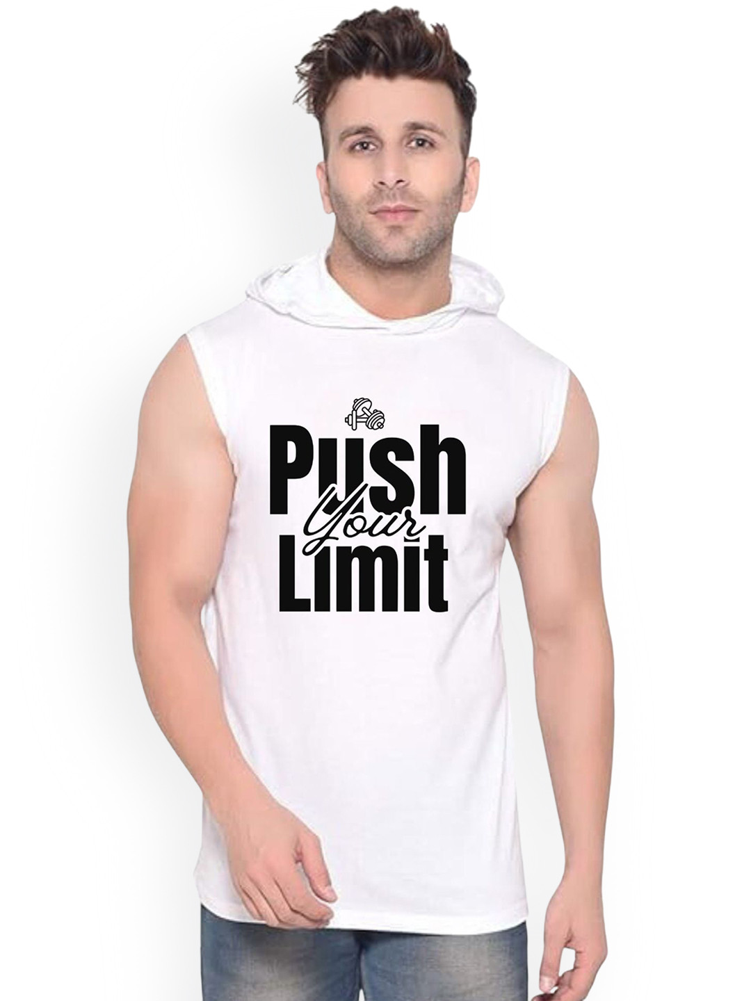 FABSTIEVE Push Your Limit  Printed Gym Vest VK T-050_Print-271_gym_vest_White_M