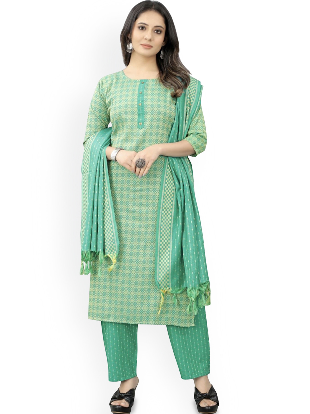 Andheriyas Collection Women Ethnic Motifs Printed Kurta with Trousers & Dupatta