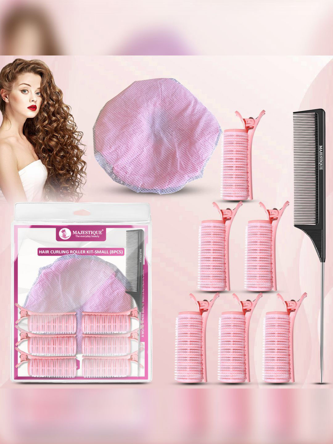 MAJESTIQUE Set Of 8 Hair Rollers Curling Kit