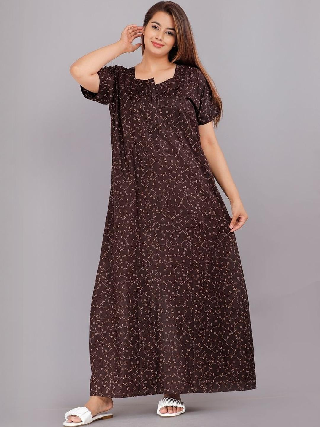 AAKARSHANA CREATION Women Printed Cotton Nightdress
