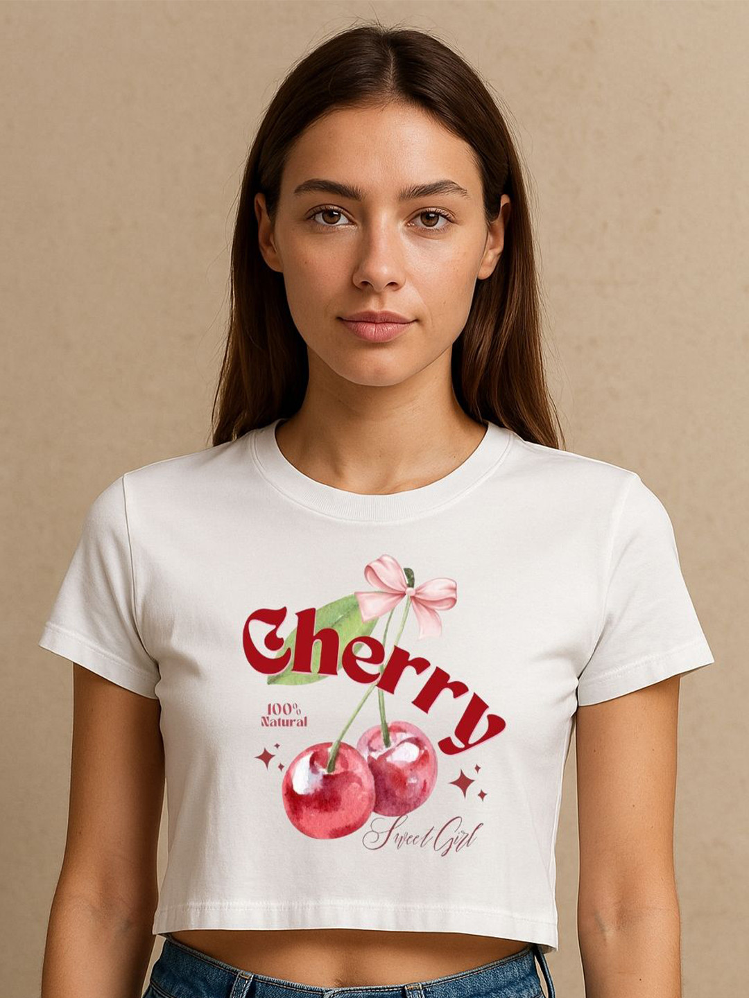 Art By Ritik Women Cherry Crop T-shirt