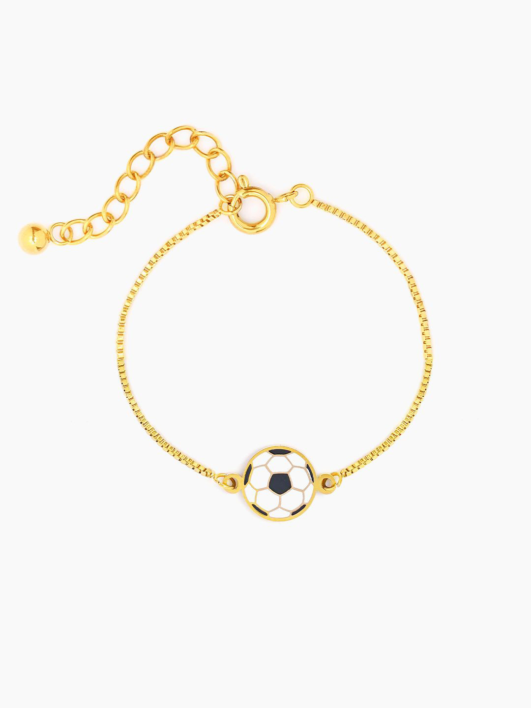 SWASHAA Boys 18K Gold-Plated Stainless Steel Football Charm Bracelet