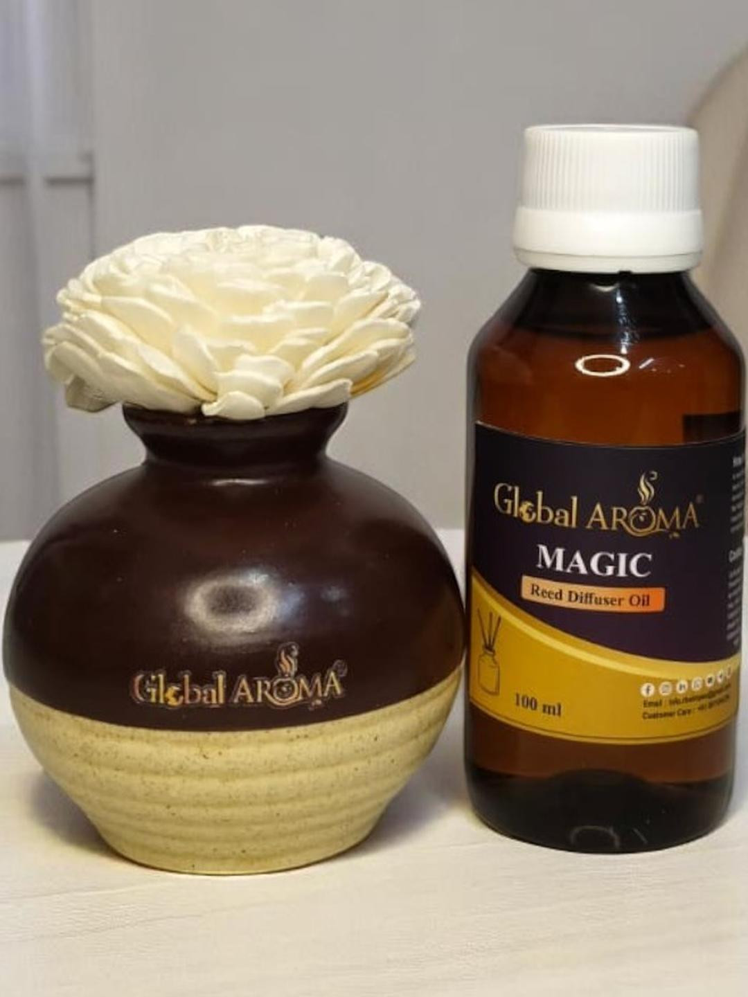 GLOBAL AROMA Magic Fragracne Ethenic Flower Pot Reed Diffuser Set