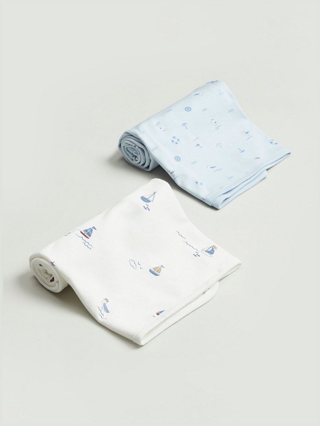 Juniors by Babyshop Blue & White Set of 2 Geometric Single Bed Blanket