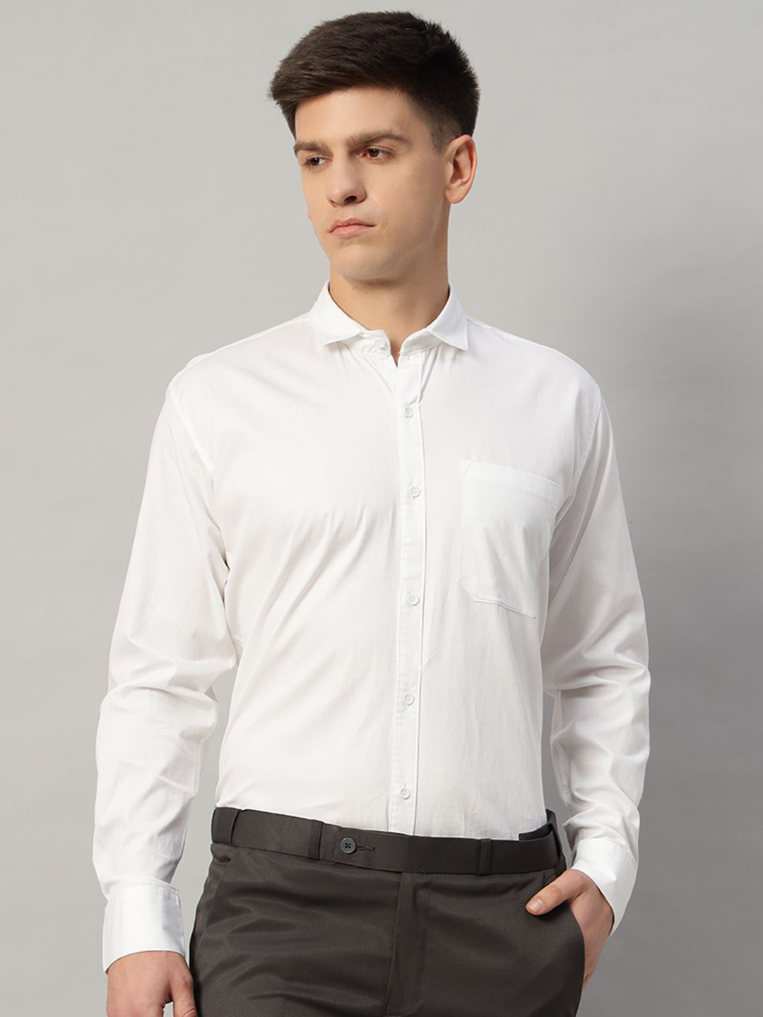VOGAAN Modern Spread Collar Slim Fit Soft Touch Cotton Shirt