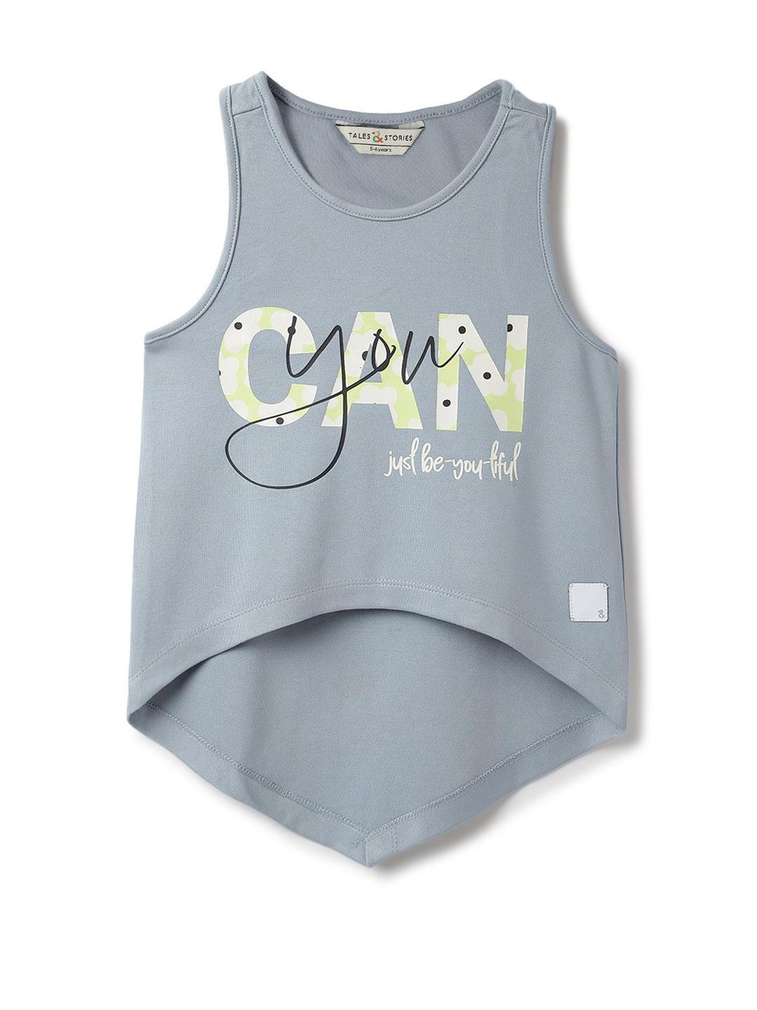 TALES & STORIES Typography Printed Crop Top