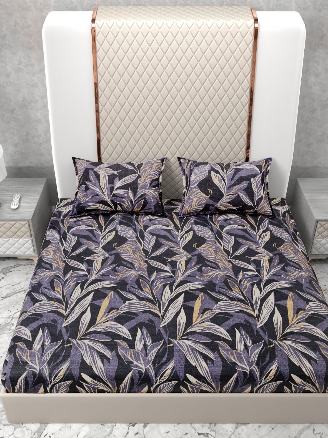 Star Weaves Floral Printed 350 TC King Bedsheet With 2 Pillow Covers