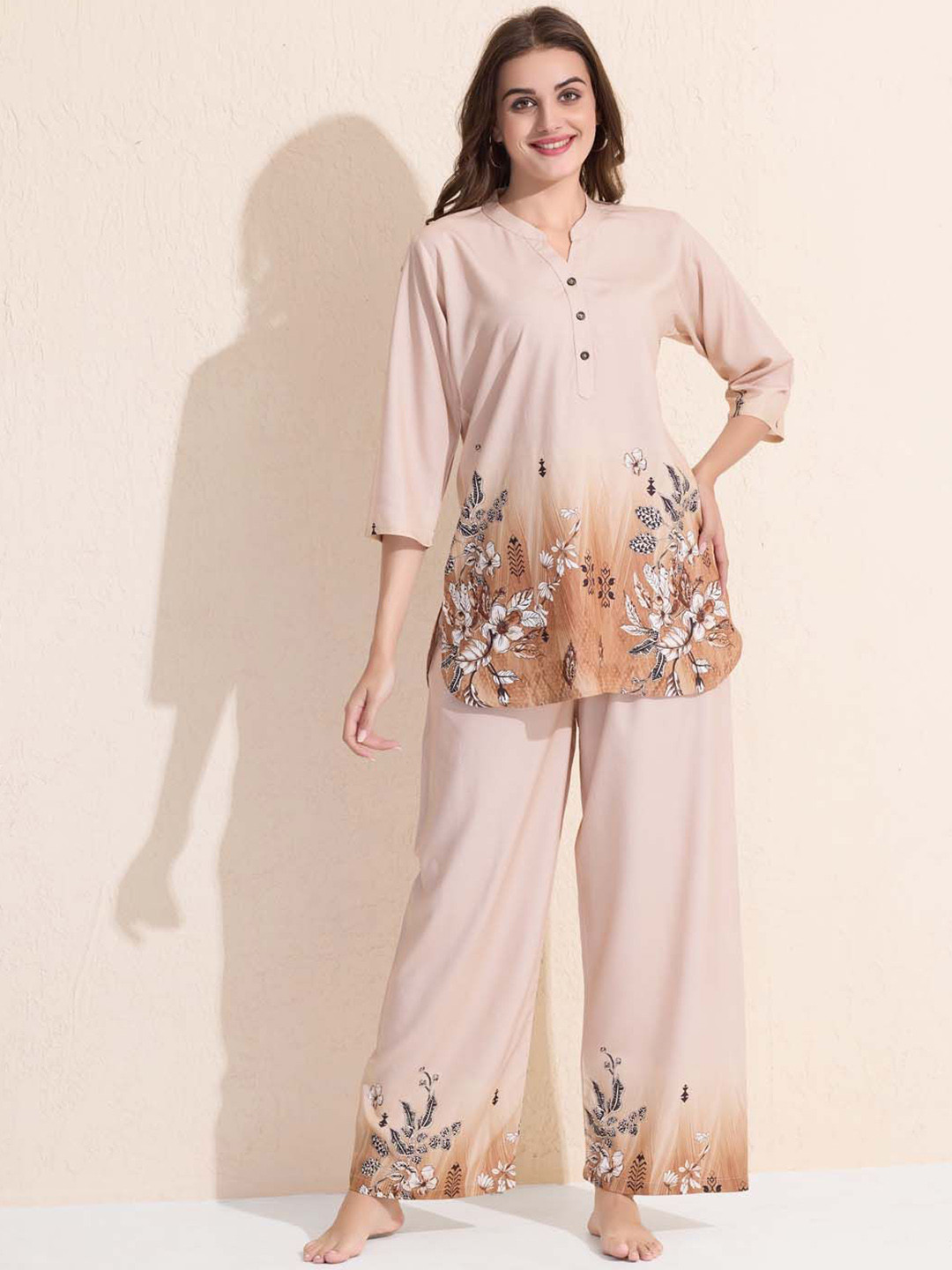Arela Floral Ombre Tunic & Trousers Co-Ord Set