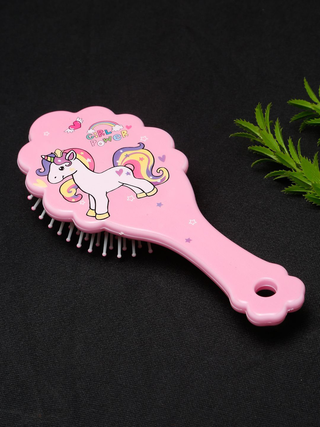 Stoln Unicorn Printed Zig Zag Shaped Hair Brush- Pink