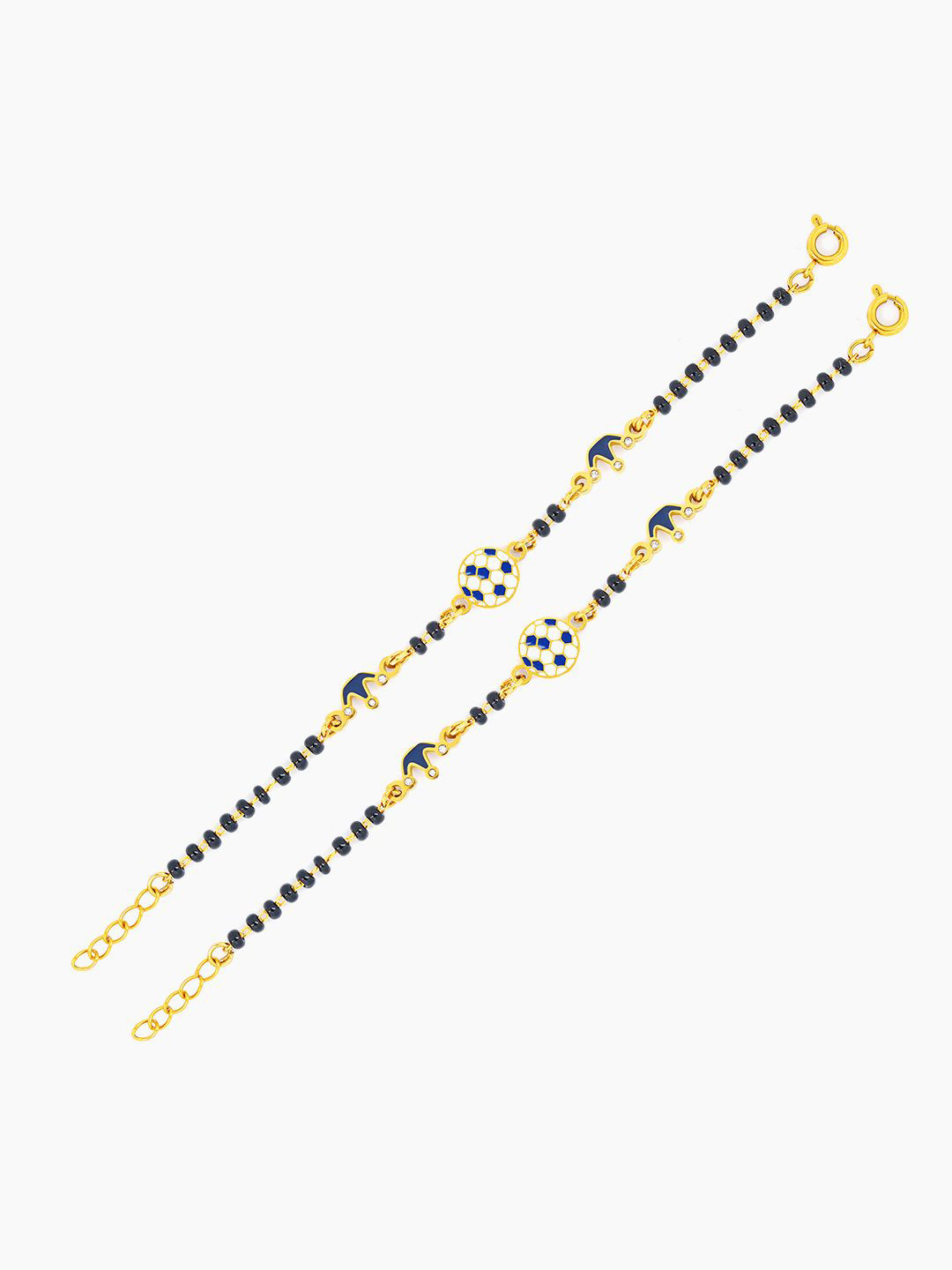 SWASHAA Kids Set of 2 Stainless Steel 18KT Gold-Plated Beaded Wraparound Bracelets