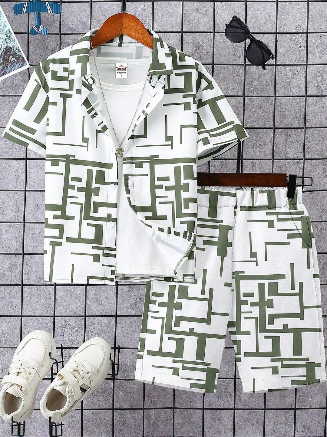 ALANTA Kids-Unisex Green Cotton Blend Clothing Set