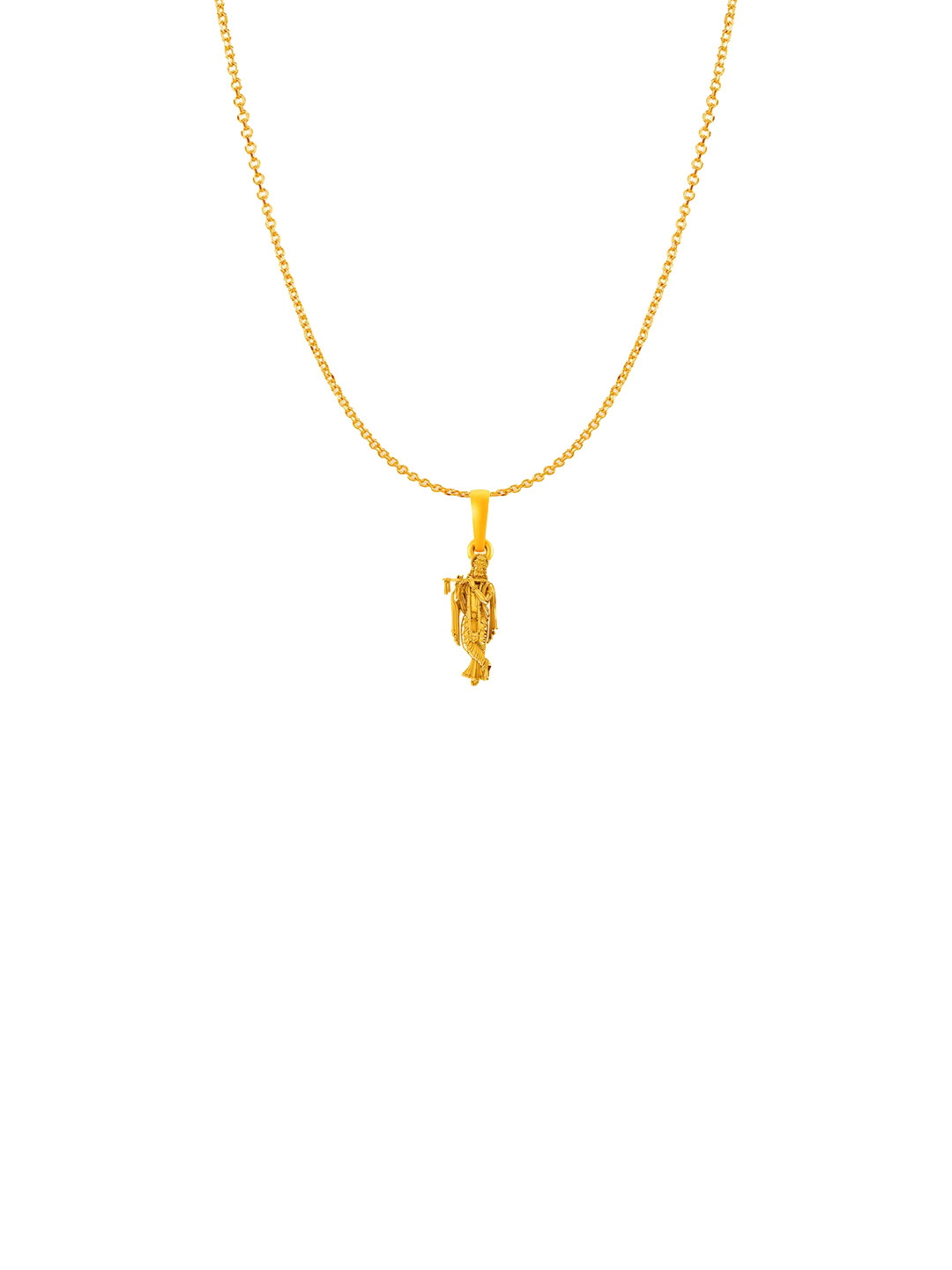AKSHAT SAPPHIRE 925 Silver 22K Gold-Plated Krishna Pendant with Anchor Chain