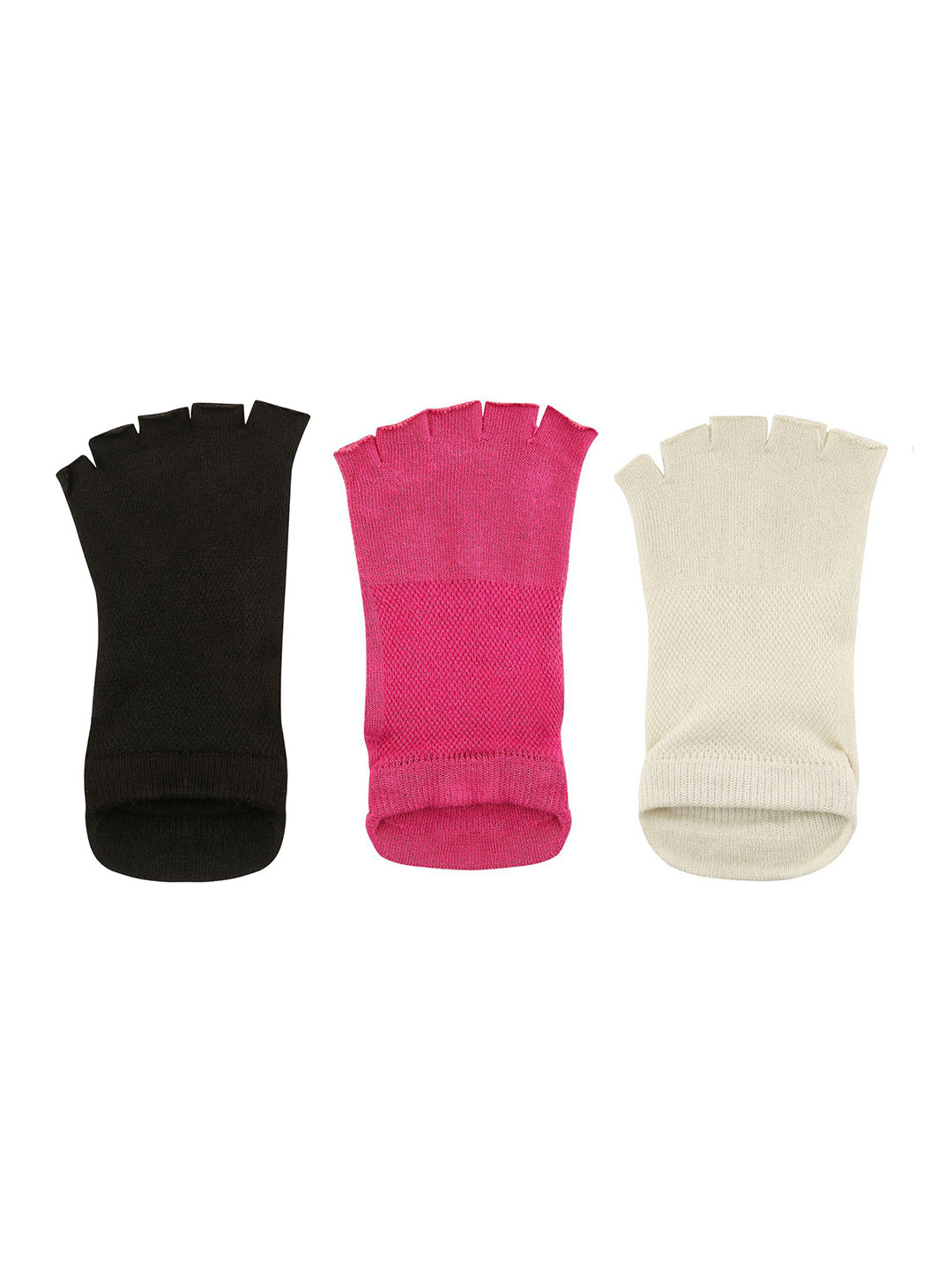 Socksxpress Studio Collection Women Pack Of 3 Anti-skid Ankle Length 5-Finger Yoga Socks