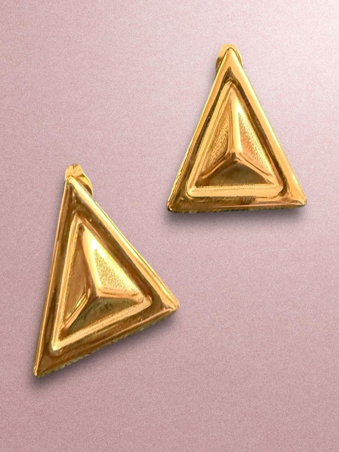 DressBerry Stainless Steel Gold Plated Sleek Triangular Studs