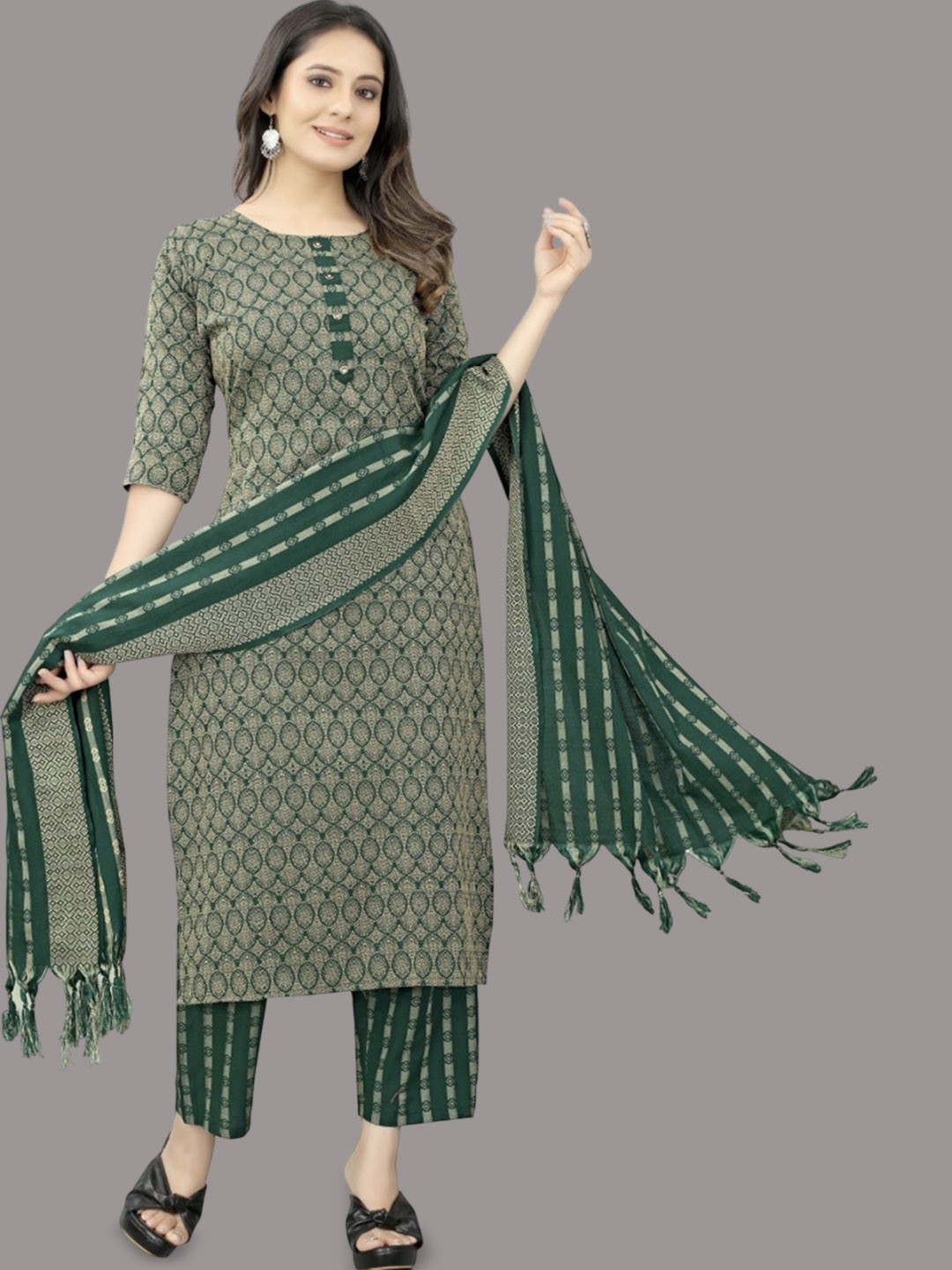 Andheriyas Collection Women Ethnic Motifs Printed Kurta with Trousers & Dupatta
