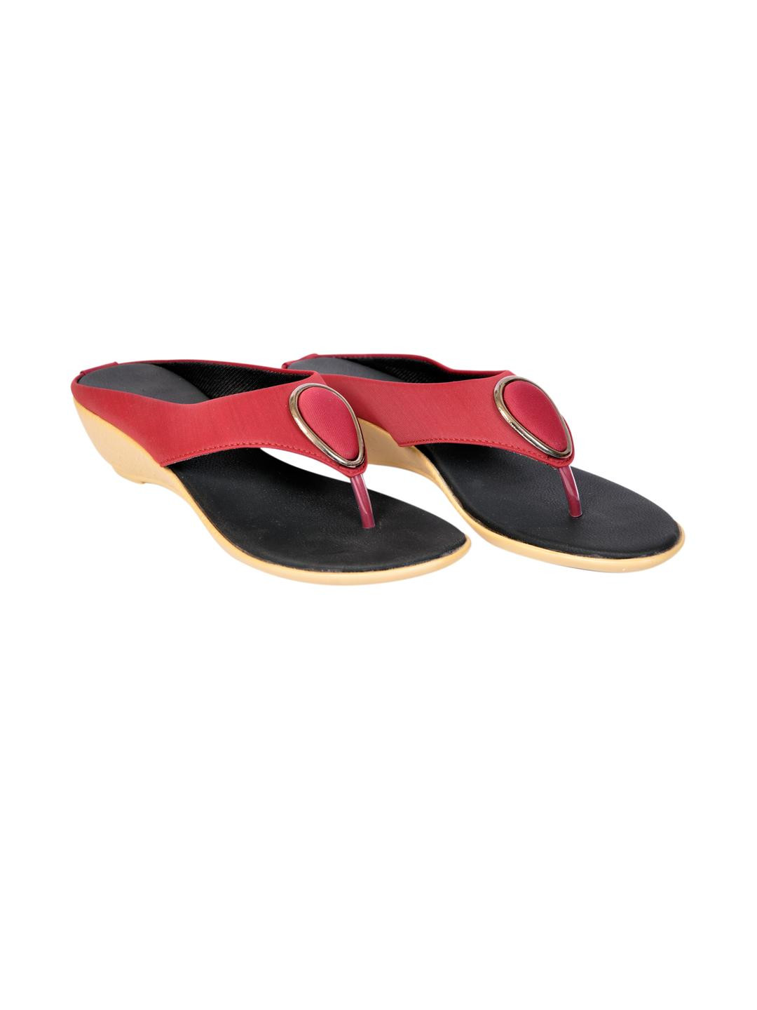 saanvishubh Women Maroon Platform Heels