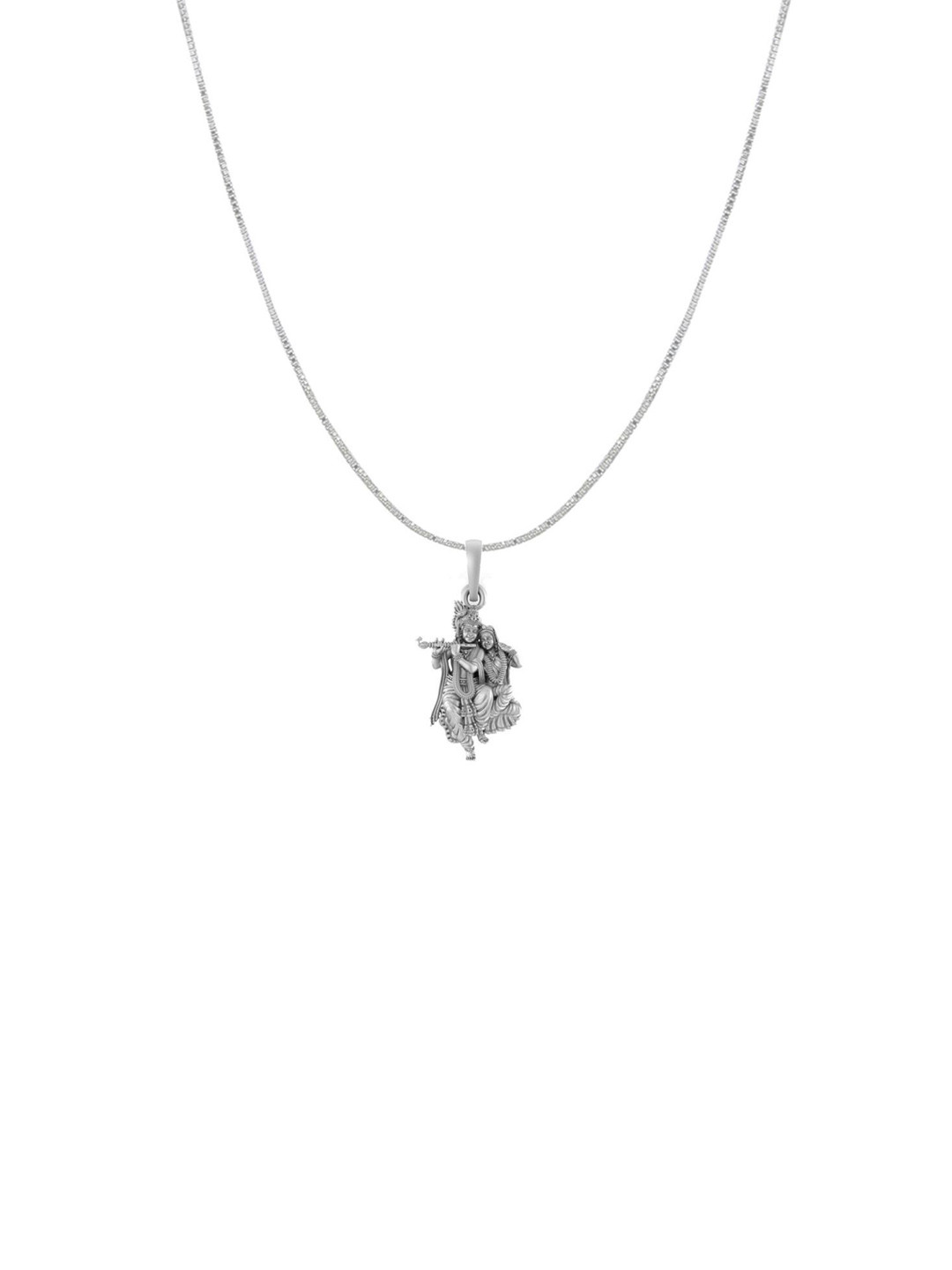 AKSHAT SAPPHIRE 92.5 Sterling Silver Contemporary Radha Krishna Pendant Chain